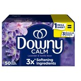Downy Calm Infusions Fabric Softener Mega Dryer Sheets, Lavender & Vanilla Bean Scent, 50 ct, thumbnail image