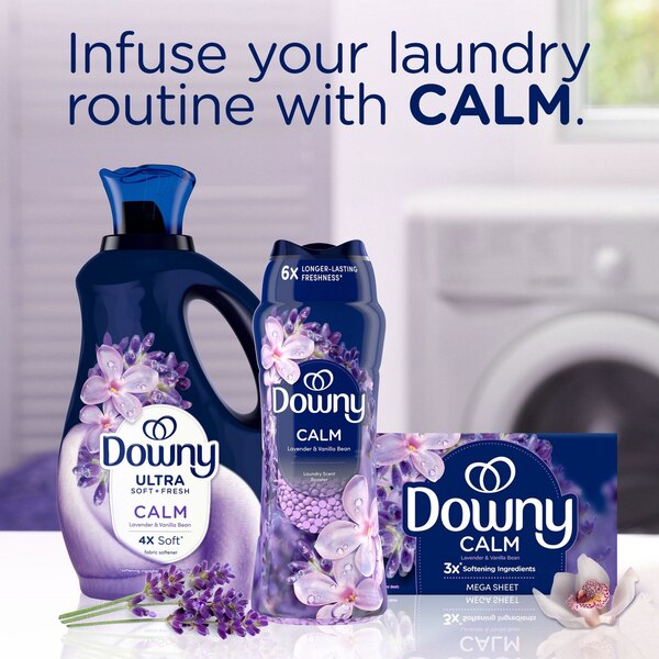 Downy Infusions Calm Fabric Softener Mega Dryer Sheets, Lavender & Vanilla Bean Scent, 50 ct
