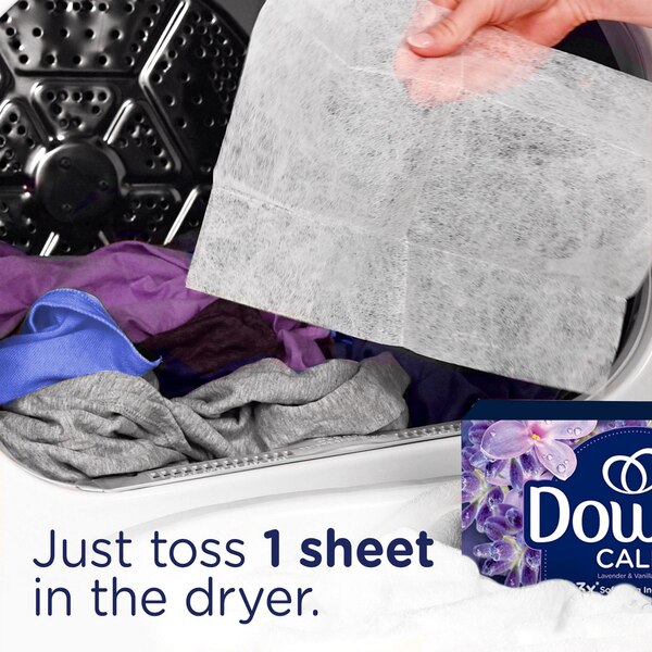 Downy Infusions Calm Fabric Softener Mega Dryer Sheets, Lavender & Vanilla Bean Scent, 50 ct
