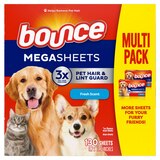 Bounce MegaSheets Pet Hair & Lint Guard Dryer Sheets, Fresh Scent, 130 ct, thumbnail image
