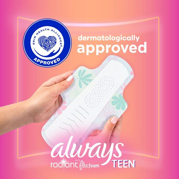 Always Radiant Teen Pads, Unscented, Regular