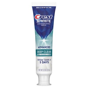 Crest 3D White Deep Clean Fluoride Anticavity Toothpaste, 3.3 OZ