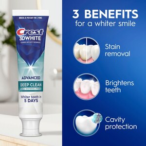 Crest 3D White Deep Clean Fluoride Anticavity Toothpaste, 3.3 OZ