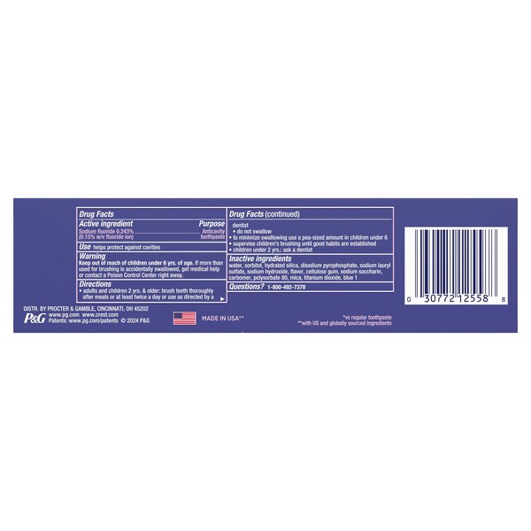 Crest 3D White Deep Clean Fluoride Anticavity Toothpaste, 3.3 OZ