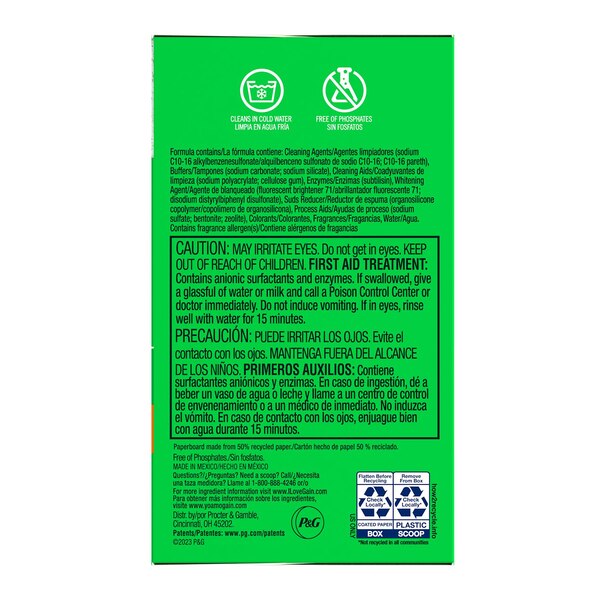 Gain Powder Laundry Detergent for Regular and HE Washers, Original Scent, 45 oz