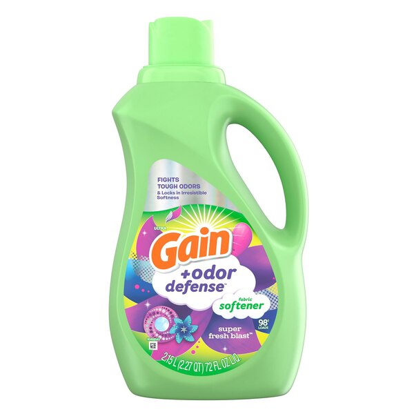 Gain + Odor Defense Liquid Fabric Softener, Super Fresh Blast Scent, 72 oz