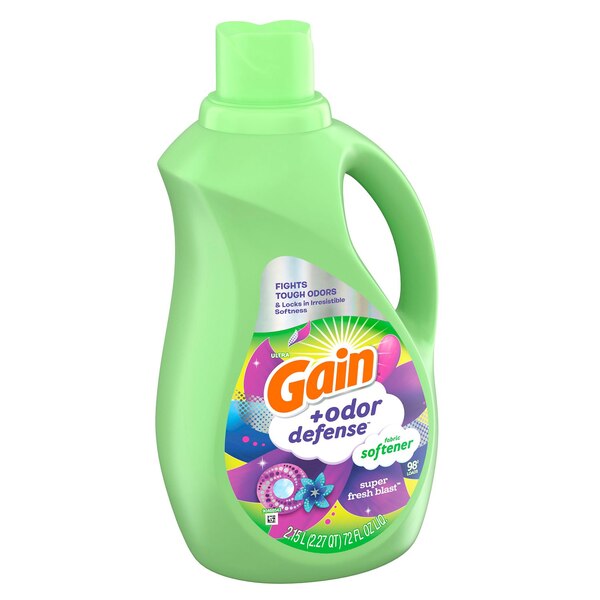 Gain + Odor Defense Liquid Fabric Softener, Super Fresh Blast Scent, 72 oz