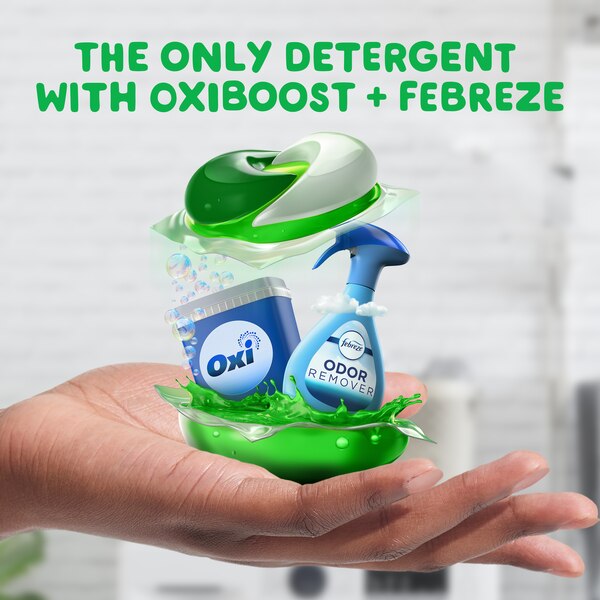 Gain Flings 3-in-1 Oxi Boost + Febreze Liquid Laundry Detergent Pacs,  Original Scent, 16 ct