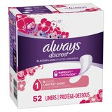 Always Discreet Lightest Short Liners, 52/Pack, thumbnail image