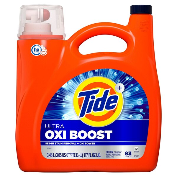 Tide+ Ultra Oxi Boost Liquid Laundry Detergent, 117 oz