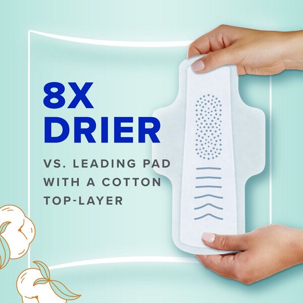 Always Pure Cotton with FlexFoam Pads Regular Absorbency, Size 1, 28 CT