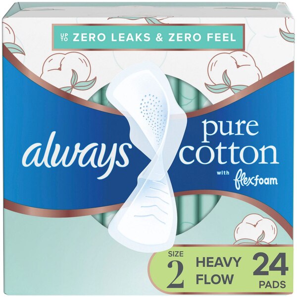 Always Pure Cotton Pads, Size 2, 24 CT