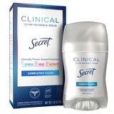 Secret Clinical Strength 72-Hour Invisible Solid Antiperspirant & Deodorant Stick, Completely Clean, 1.6 OZ, thumbnail image