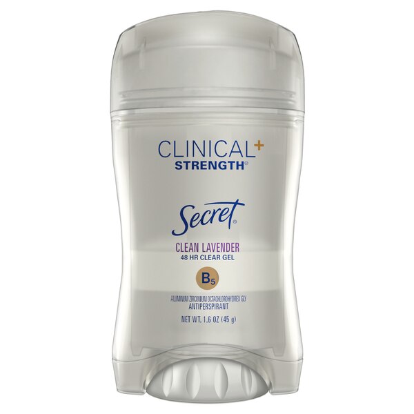 Secret Clinical Strength 48-Hour Clear Gel Antiperspirant Stick, Clean Lavender, 1.6 OZ