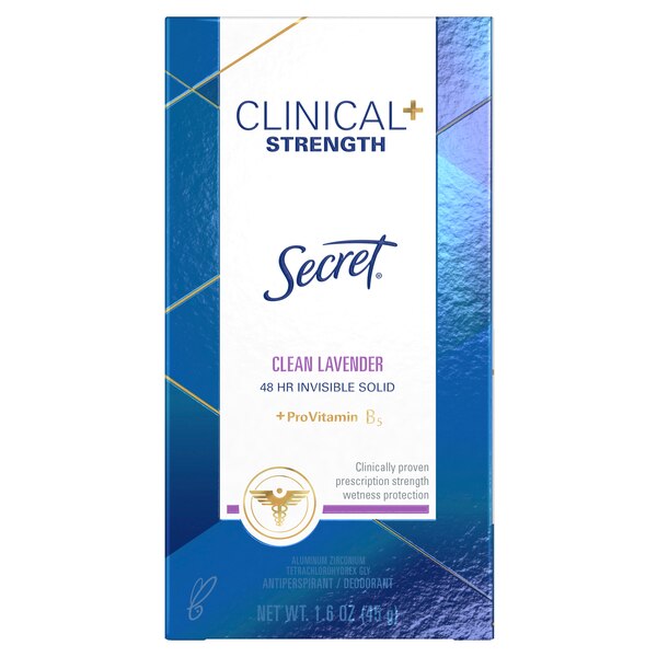 Secret Clinical Strength 72-Hour Antiperspirant & Deodorant Stick, Clean Lavender, 1.6 OZ