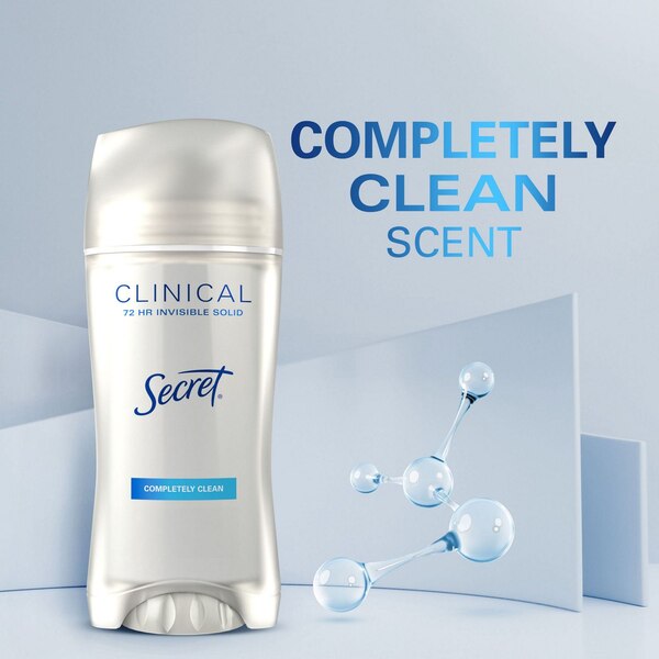 Secret Clinical Strength 48-Hour Invisible Solid Antiperspirant Stick, Completely Clean, 2.6 OZ