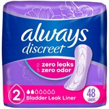 Always Discreet Incontinence Liners 2 Drop Light Absorbancy, Regular, 48 CT, thumbnail image 1 of 11