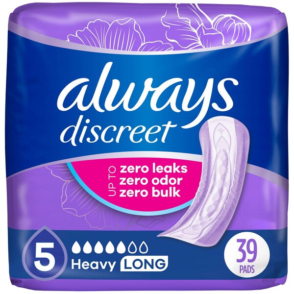 Always Discreet Incontinence Pads 5 Drop Heavy  (choose your count)