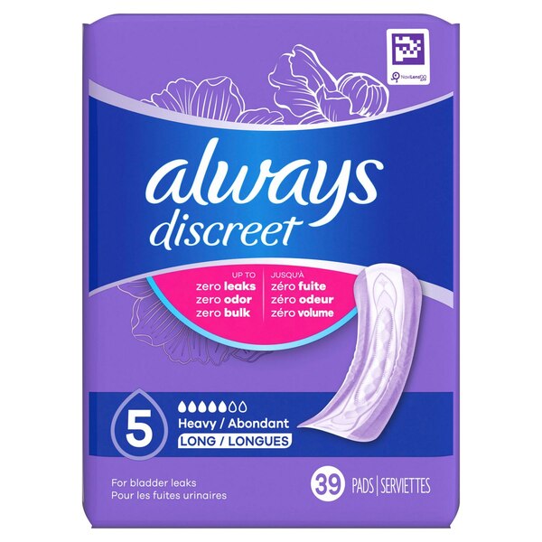 Always Discreet Incontinence Pads 5 Drop Heavy  (choose your count)