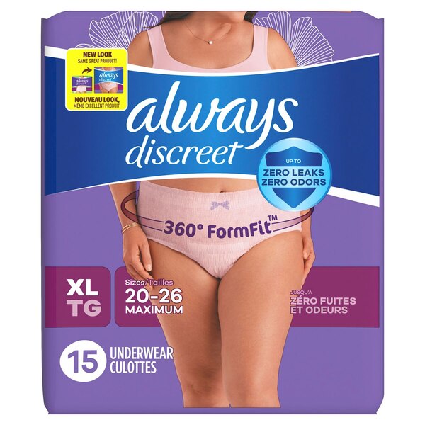 Always Discreet Incontinence Underwear for Women Maximum Protection, XL