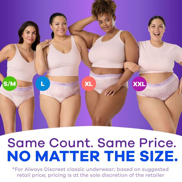 Always Discreet Incontinence Underwear for Women Maximum Protection, XL