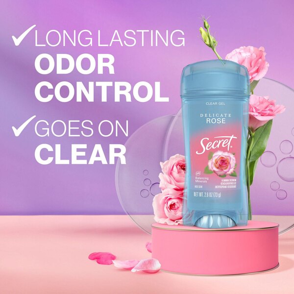 Secret Fresh Antiperspirant and Deodorant Clear Gel, Delicate Rose, 2.6 OZ