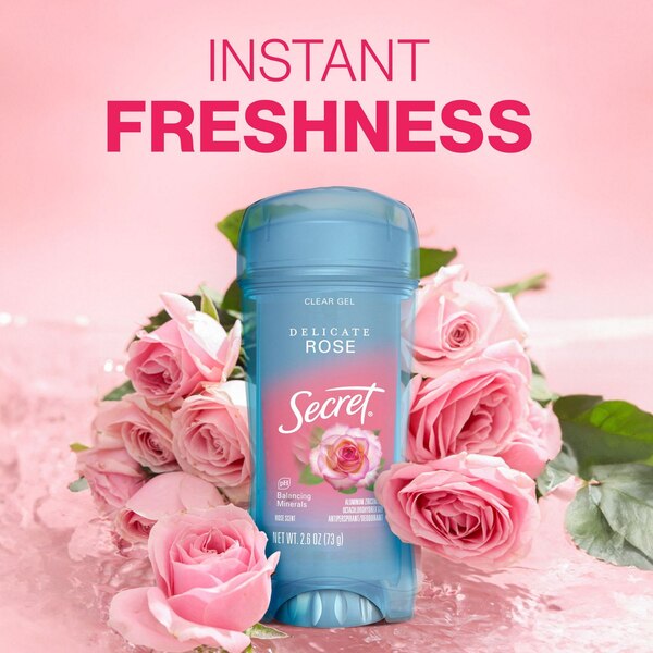 Secret Fresh Antiperspirant and Deodorant Clear Gel, Delicate Rose, 2.6 OZ