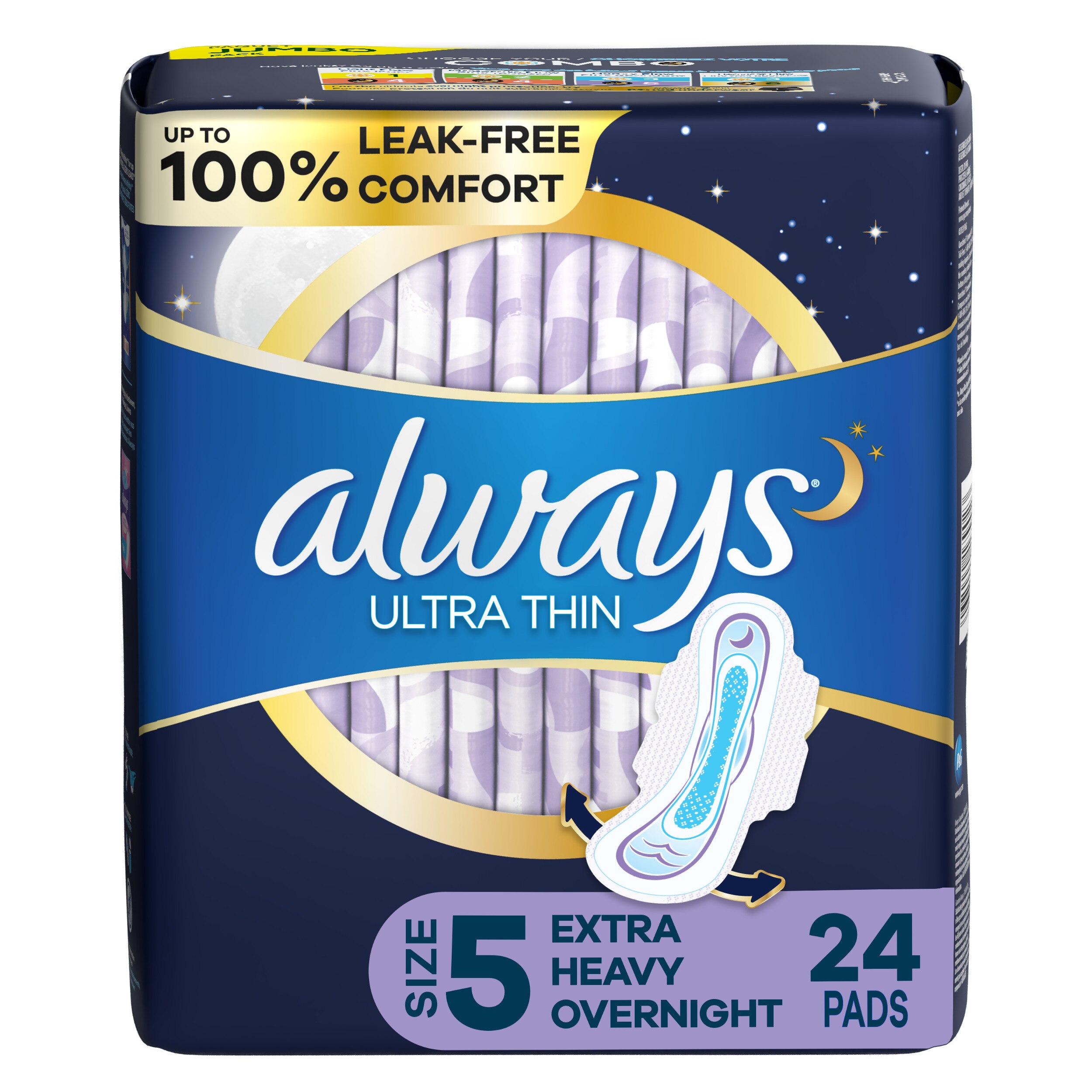 Always Ultra Thin Pads With Flexi-Wings Size5 ExtHvyOvernite