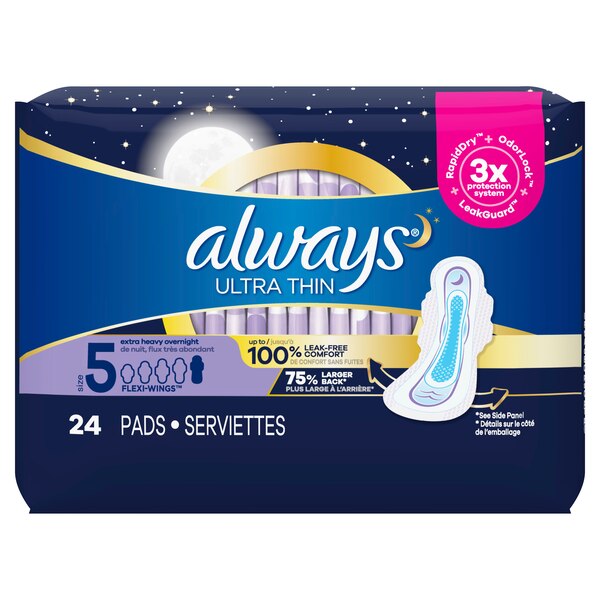 Always Ultra Thin Pads With Flexi-Wings Size5 ExtHvyOvernite