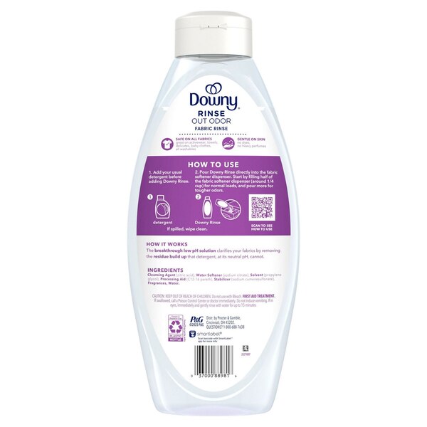 Downy Rinse Out Odor Fabric Rinse, Fresh Lavender Scent, 48 oz