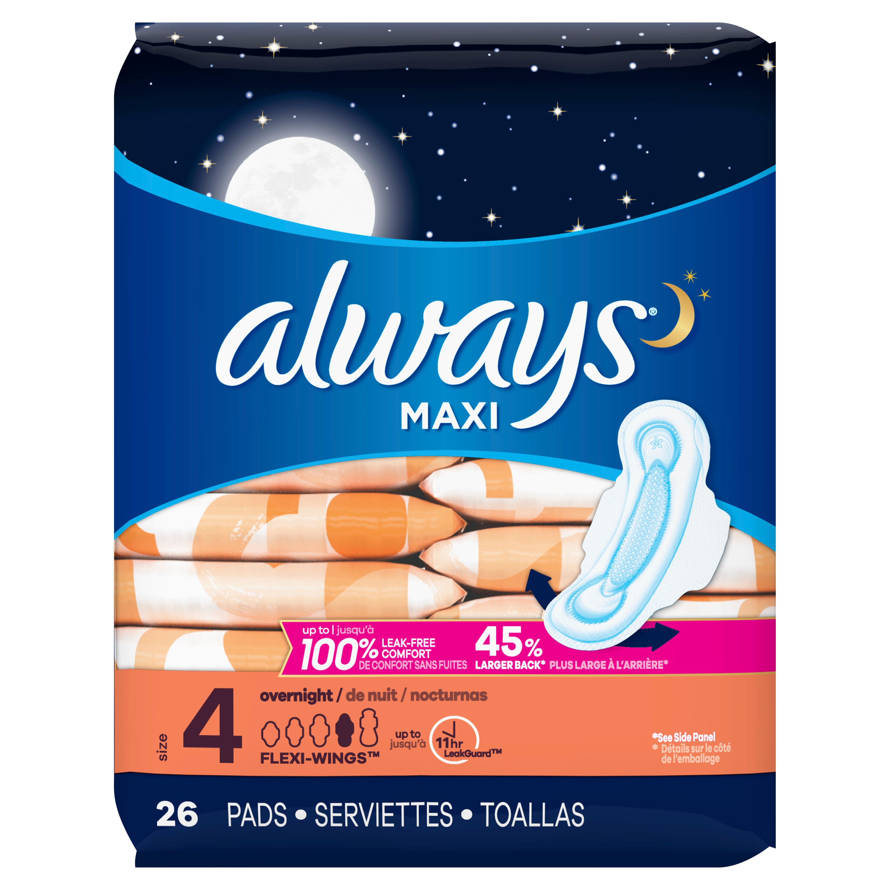 Always Maxi Pads With Flexi-Wings Size4 Overnight
