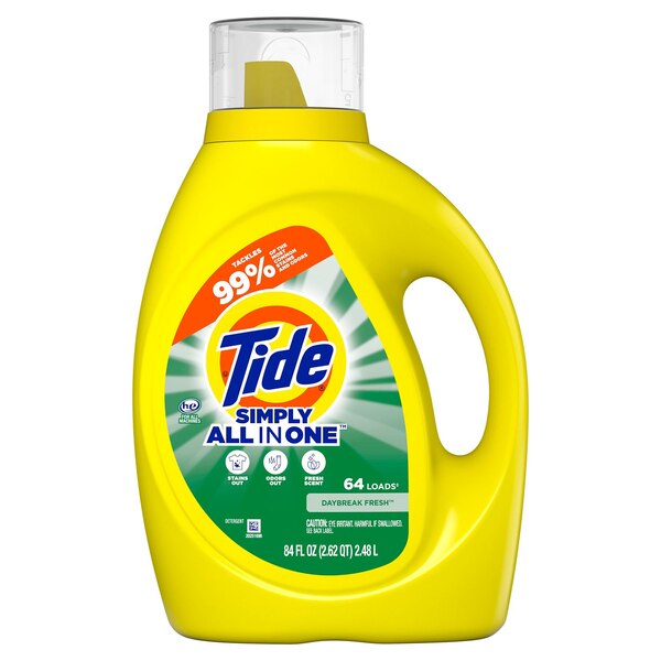 Tide Simply All-In-One Liquid Laundry Detergent, Daybreak Fresh Scent, 64 Loads, 84 oz