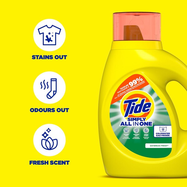 Tide Simply All-In-One Liquid Laundry Detergent, Daybreak Fresh Scent, 64 Loads, 84 oz