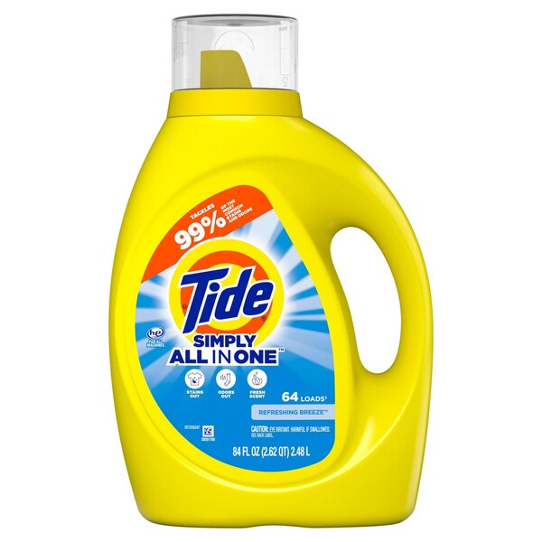 Tide Simply All-In-One Liquid Laundry Detergent, Refreshing Breeze Scent, 84 oz