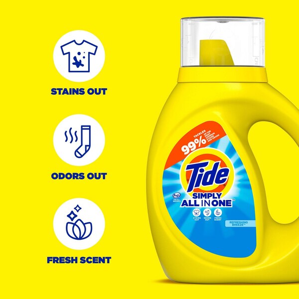 Tide Simply All-In-One Liquid Laundry Detergent, Refreshing Breeze Scent, 84 oz