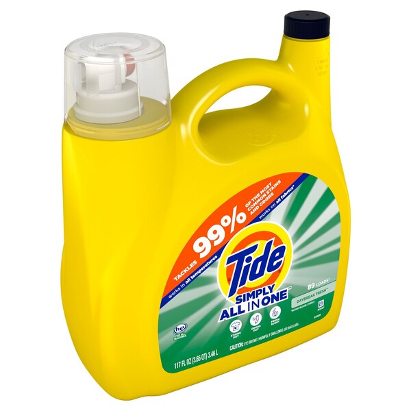 Tide Simply All-In-One HE Liquid Laundry Detergent, Daybreak Fresh Scent, 89 loads, 117 oz