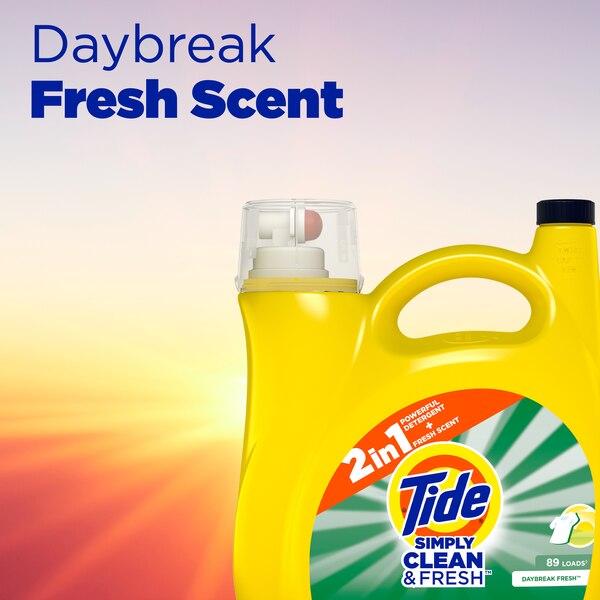 Tide Simply All-In-One HE Liquid Laundry Detergent, Daybreak Fresh Scent, 89 loads, 117 oz
