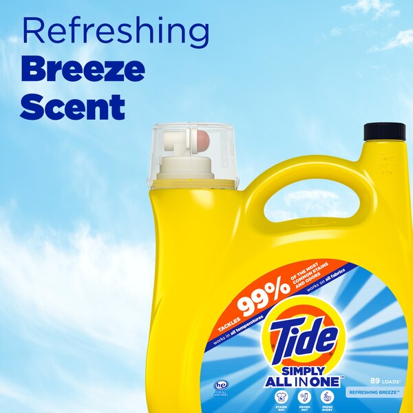 Tide Simply Clean & Fresh Liquid Laundry Detergent, Refreshing Breeze, 89 loads, 117 oz