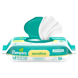 Pampers Baby Wipes Sensitive Perfume Free 1X Pop-Top 56 Count