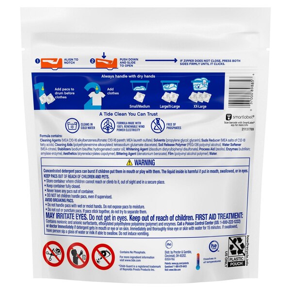 Tide PODS Liquid Laundry Detergent Pacs, Free & Gentle, 16 ct