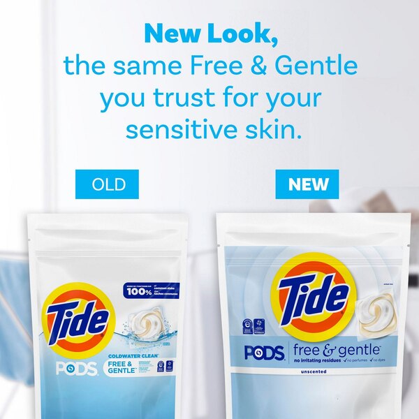 Tide PODS Liquid Laundry Detergent Pacs, Free & Gentle, 16 ct