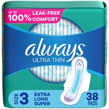 Always Ultra Thin Size 3 Super Pads With Wings Unscented, 38 CT, thumbnail image