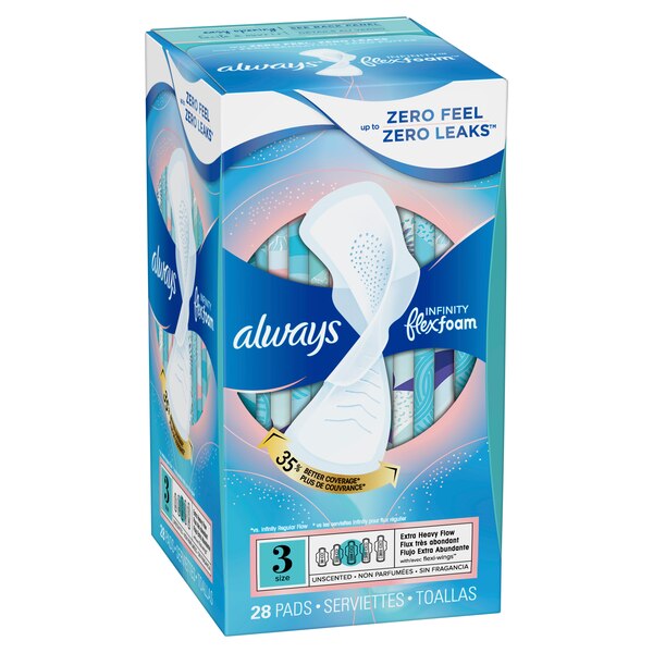 Always Infinity FlexFoam Size 3 Pads, Unscented, Extra Heavy