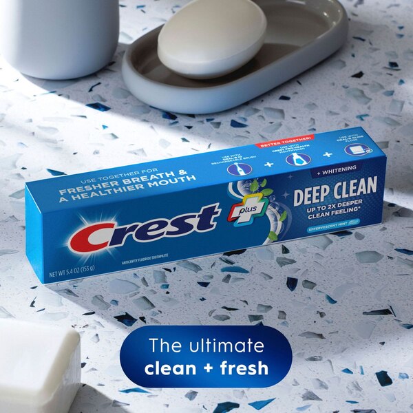 Crest Complete Plus Deep Clean + Whitening Anticavity Fluoride Toothpaste, Effervescent Mint, 5.4 OZ, 2 Pack