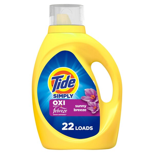 Tide Simply Oxi + Febreze Liquid Laundry Detergent, Sunny Breeze Scent, 22 Loads, 31 oz