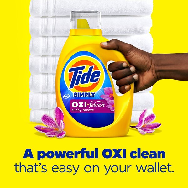 Tide Simply Oxi + Febreze Liquid Laundry Detergent, Sunny Breeze Scent, 22 Loads, 31 oz