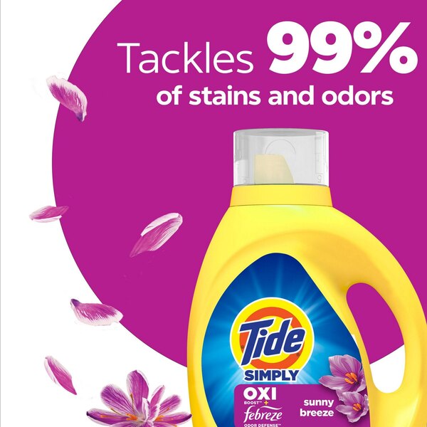 Tide Simply Oxi + Febreze Liquid Laundry Detergent, Sunny Breeze Scent, 22 Loads, 31 oz