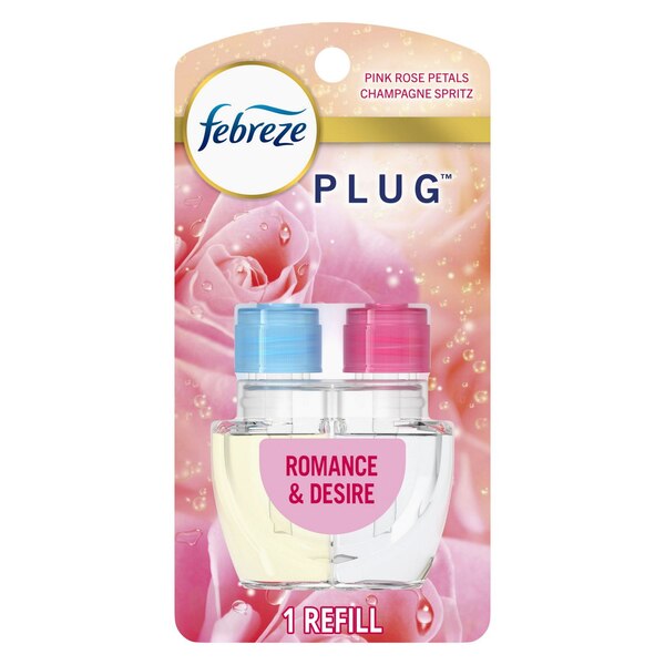 Febreze PLUG Romance & Desire Scented Oil Refill, Pink Rose Petals & Champagne Spritz , 1 ct