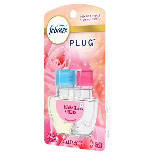 Febreze PLUG Romance & Desire Scented Oil Refill, Pink Rose Petals & Champagne Spritz , 1 ct