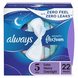 Always Infinity Feminine Pads for Women, Size 5, Extra Heavy Overnight with Wings, Unscented, 22 CT, thumbnail image